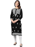 Chikankari Women's Straight Pure Cotton Kurti Kurta