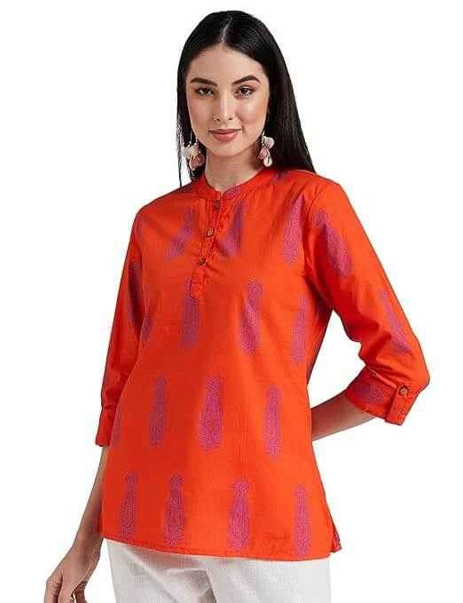 Women's Printed Regular Cotton Short Kurti