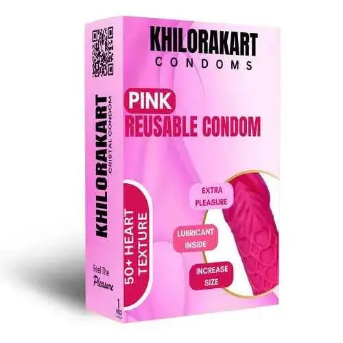 Pink Reusable Ribbed Condoms