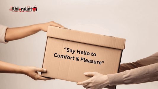 Two people holding a cardboard box Best Intimate wellness Product with khilorakart 