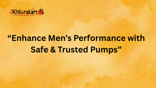 hilorakart promotional banner with a yellow textured background and the text “Enhance Men’s Performance with Safe & Trusted Pumps.”