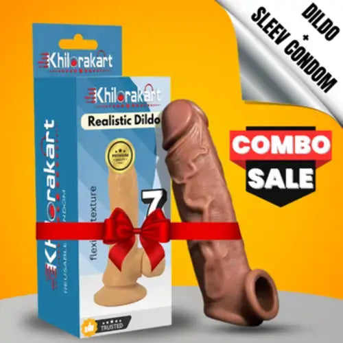 Dildo 7in + Jumbo 6in Condom Combo