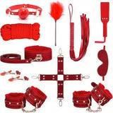Best BDSM Sex Kit Red Leather  – Premium Bondage Kit for Couples