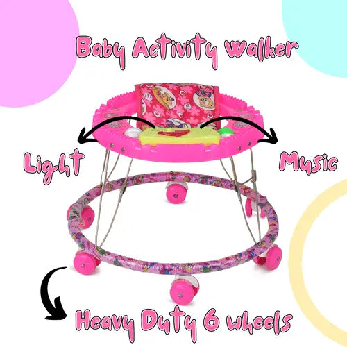 Baby Walker Multi-Function Musical Foldable Walker Pink