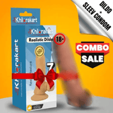 Khilorakart realistic dildo packaging with a red ribbon on a yellow background