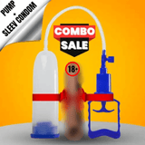 Sexual product with pump and sleeve on a yellow background, featuring 'Combo Sale' text.